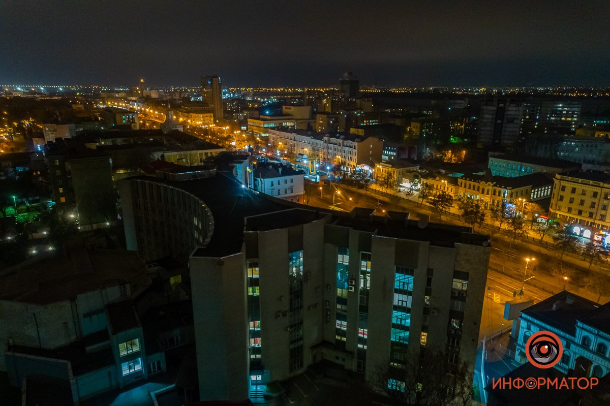 Как выглядит зимне-осенний вечерний Днепр с высоты птичьего полета 3