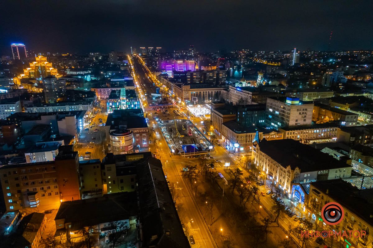 Как выглядит зимне-осенний вечерний Днепр с высоты птичьего полета 6