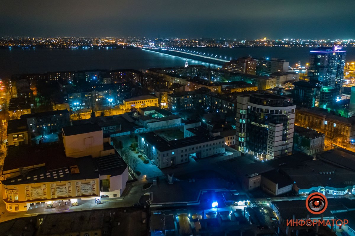 Как выглядит зимне-осенний вечерний Днепр с высоты птичьего полета 7