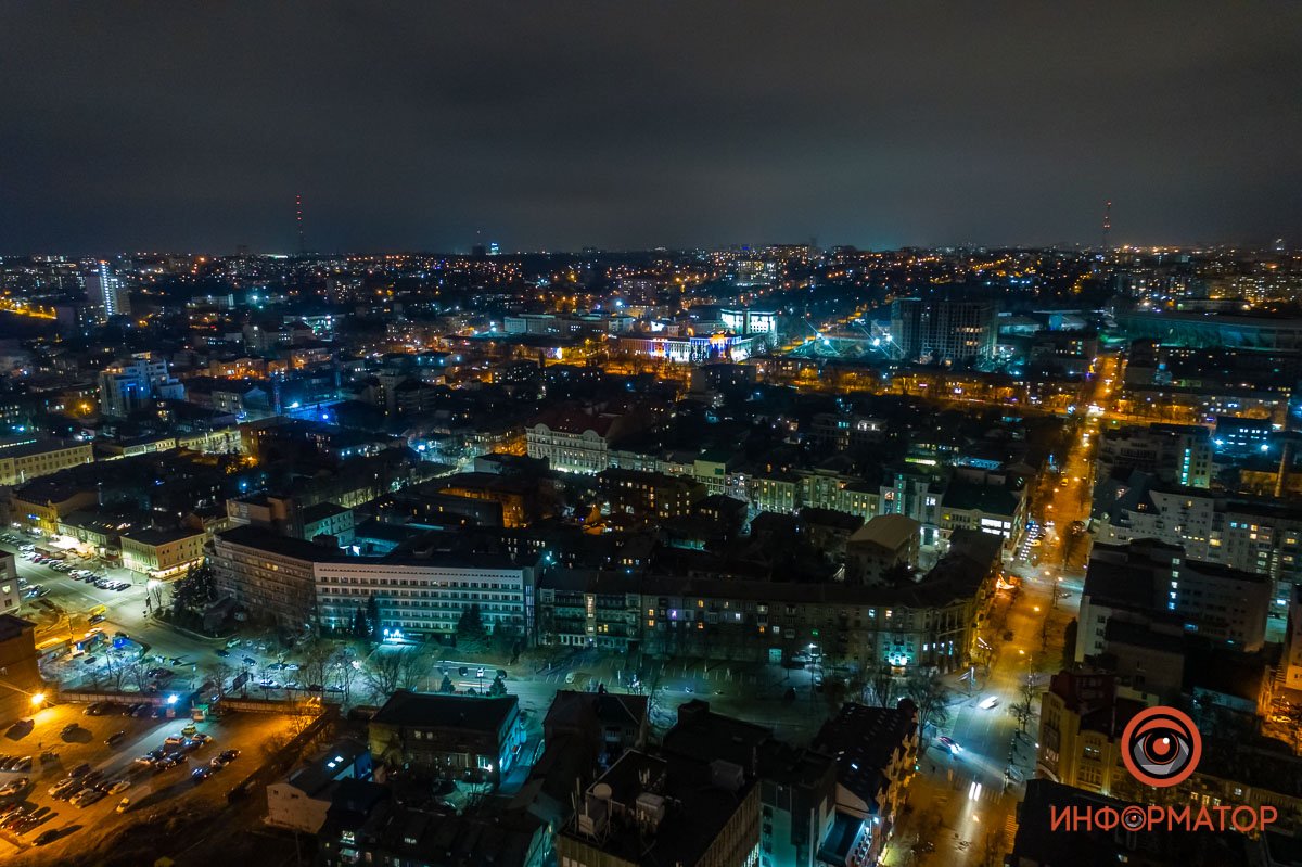 Как выглядит зимне-осенний вечерний Днепр с высоты птичьего полета 8