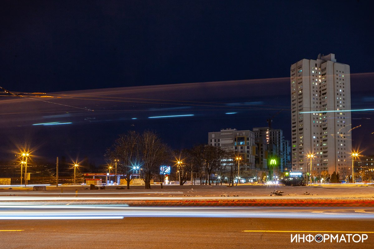 Как выглядит заснеженный Днепр ночью 2