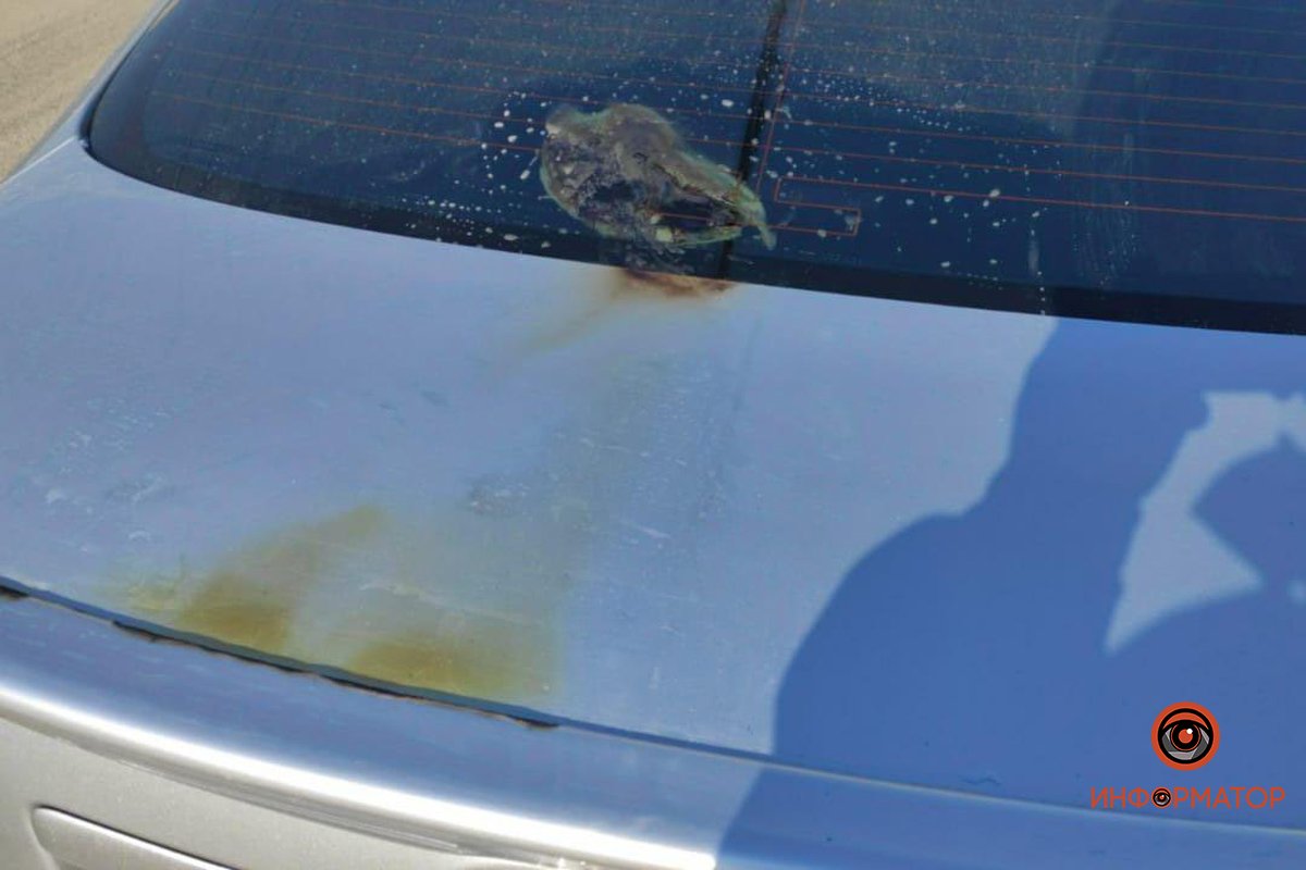 Сама Toyota осталась цела, но у нее частично оплавился багажник и прожглось заднее стекло