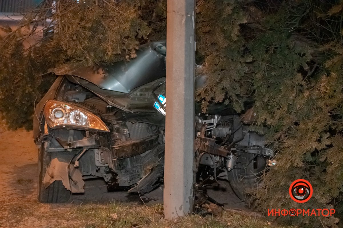 Если бы не елка, Hyundai врезался бы в фонарный столб
