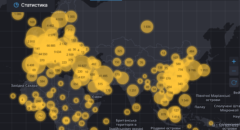 Интерактивная карта распространения коронавируса в мире