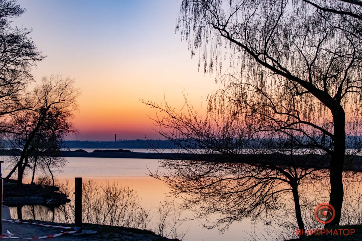 Силуэты веток переплетают паутиной пейзаж