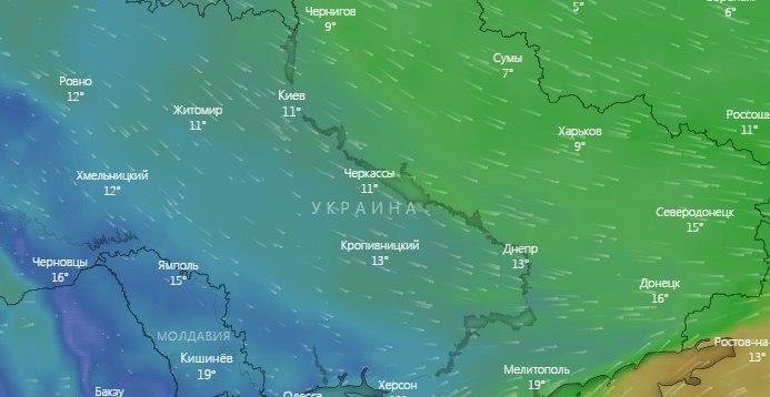 Ветер идет со стороны Киевской области