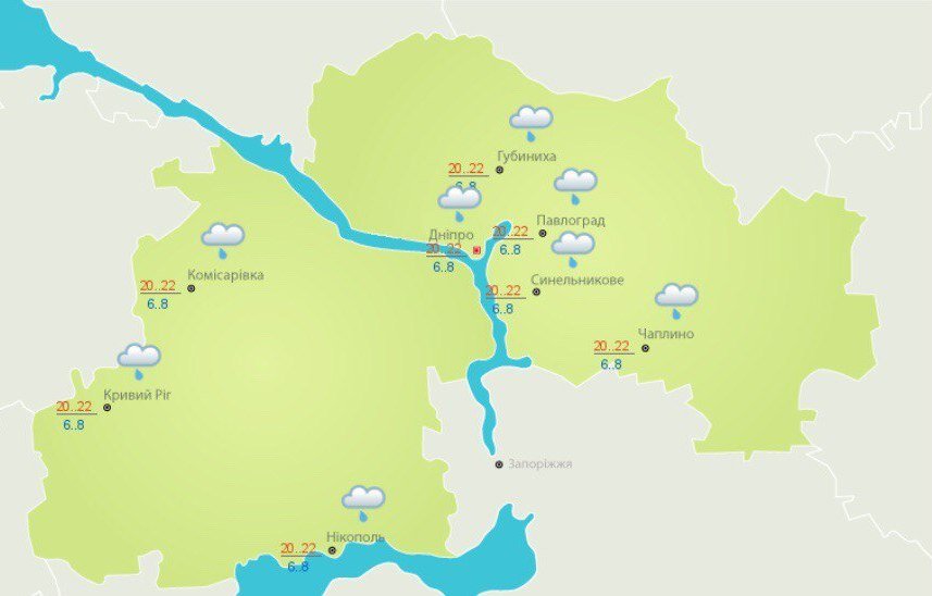 Погода в Днепре и регионе 19 мая