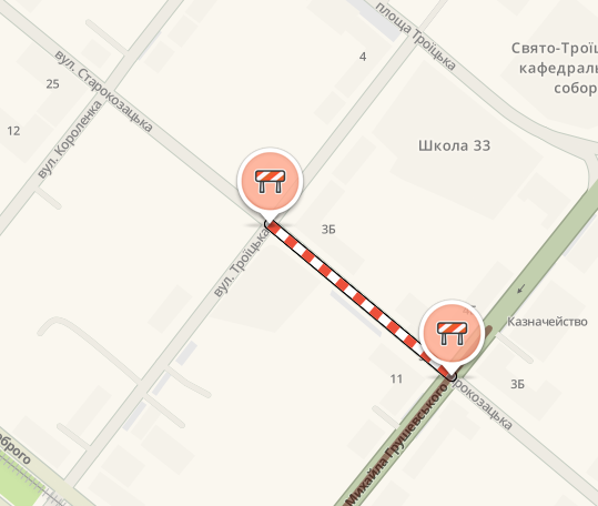 Движение затруднено на Старокозацкой Движение затруднено на Старокозацкой