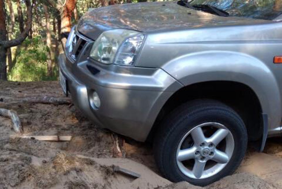 В Днепре водитель Nissan с беременной женой и детьми застрял в песке и не мог самостоятельно выбраться 1