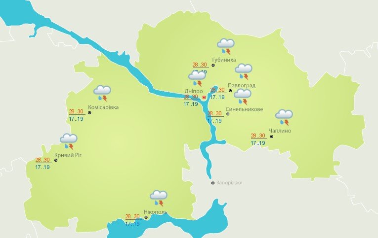 Погода в Днепре и области 19 июня Погода в Днепре и области 19 июня