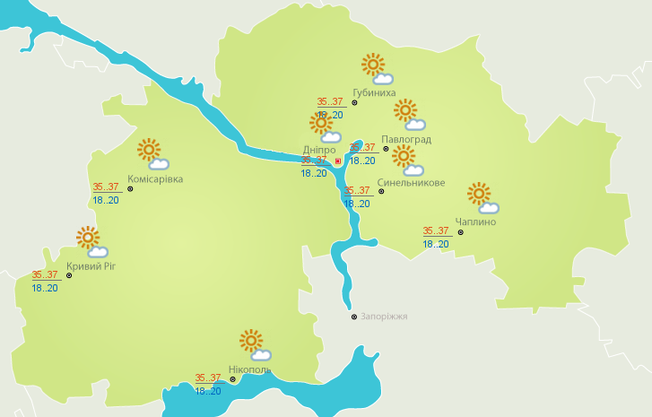 Погода в Днепре и области на 6 июля Погода в Днепре и области на 6 июля