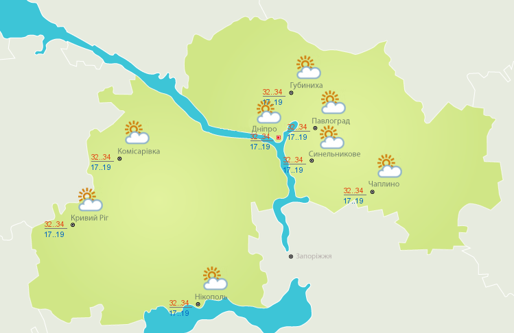 Погода в Днепре и области 29 июля Погода в Днепре и области 29 июля
