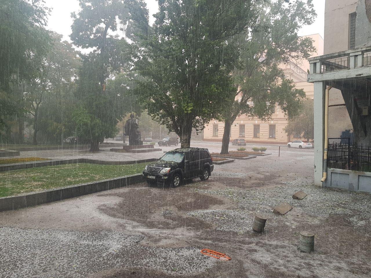 В Днепре прошла буря с градом: в центре повалило деревья 13