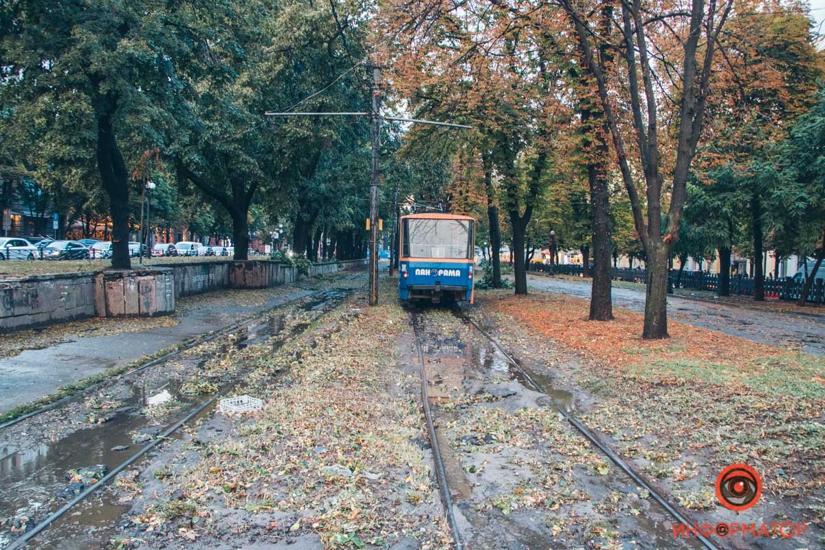 В Днепре из-за ветра на проспекте Яворницкого оборвались провода: трамваи стоят 3
