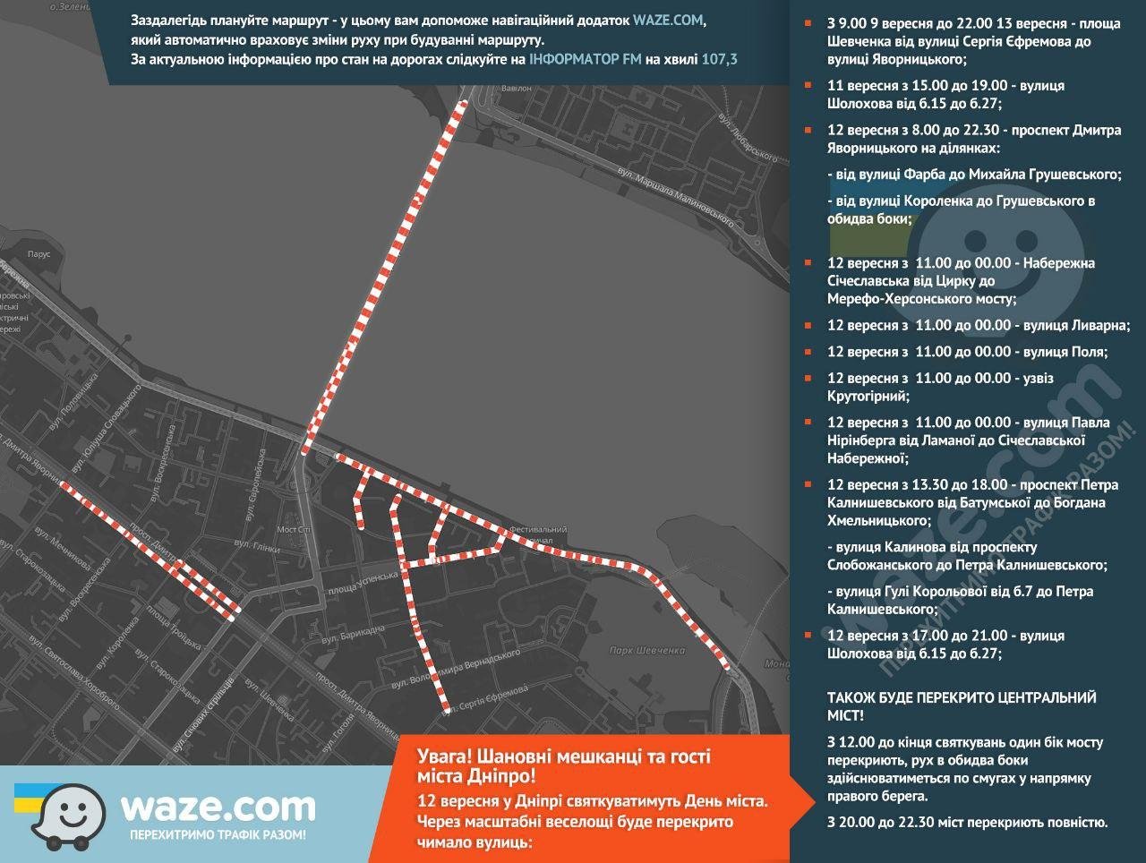 В Днепре на День города перекроют Новый мост, несколько улиц и проспектов 1