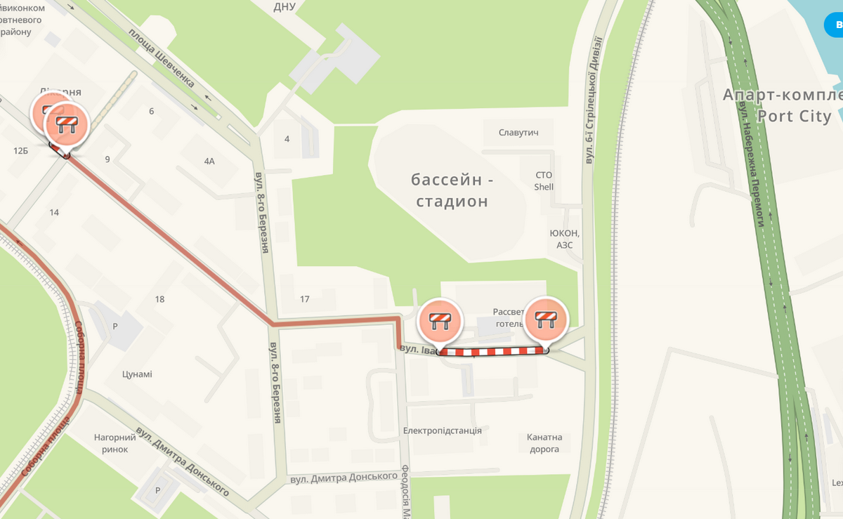 Перекрытие внесли в waze