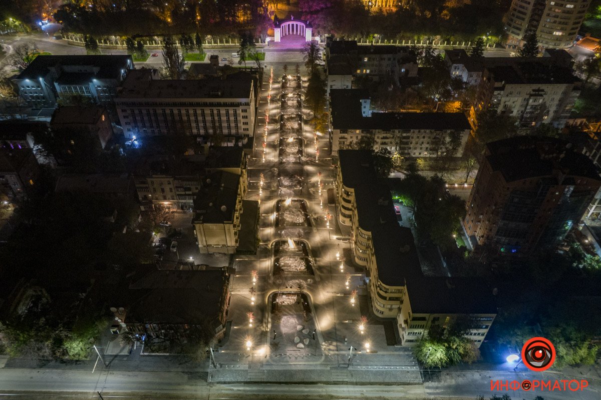 Улица Яворницкого и площадь Шевченко с воздуха Улица Яворницкого и площадь Шевченко с воздуха