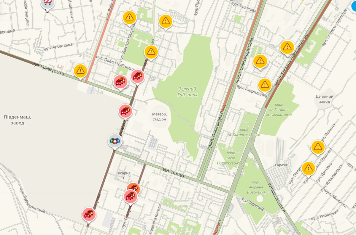 Пробка тянется по Рабочей, Надежды Алексеенко и Криворожской Пробка тянется по Рабочей, Надежды Алексеенко и Криворожской