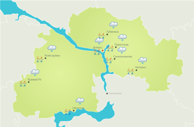 Погода на 15 января: в Днепре будет облачно, возможен снег 1