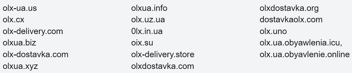 Варианты поддельных ссылок Варианты поддельных ссылок