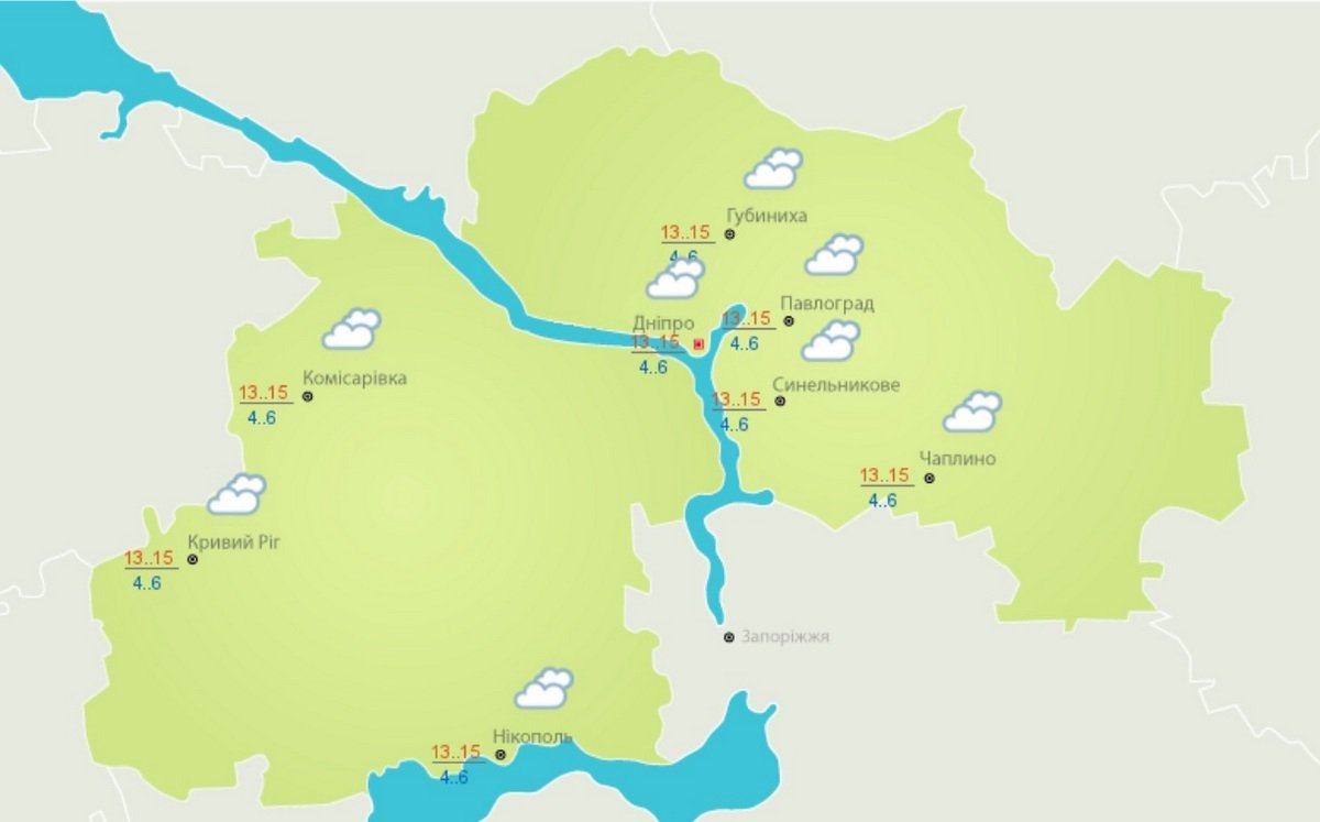 Погода в Днепре и области на 19 апреля Погода в Днепре и области на 19 апреля