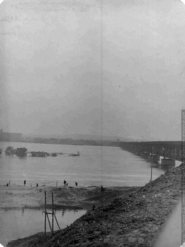 Вид в сторону правого берега со стороны левобережного съезда Амурского моста