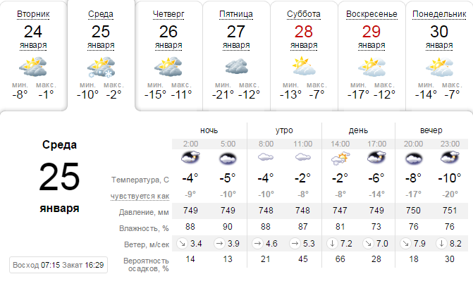 Погода 25 января: в Днепре будет пасмурно и снежно 1