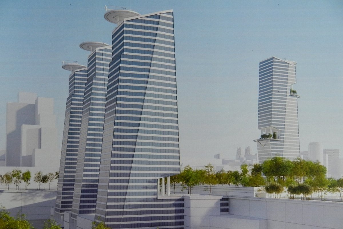 Четыре 30-этажные башни высотой до 115 метров Четыре 30-этажные башни высотой до 115 метров