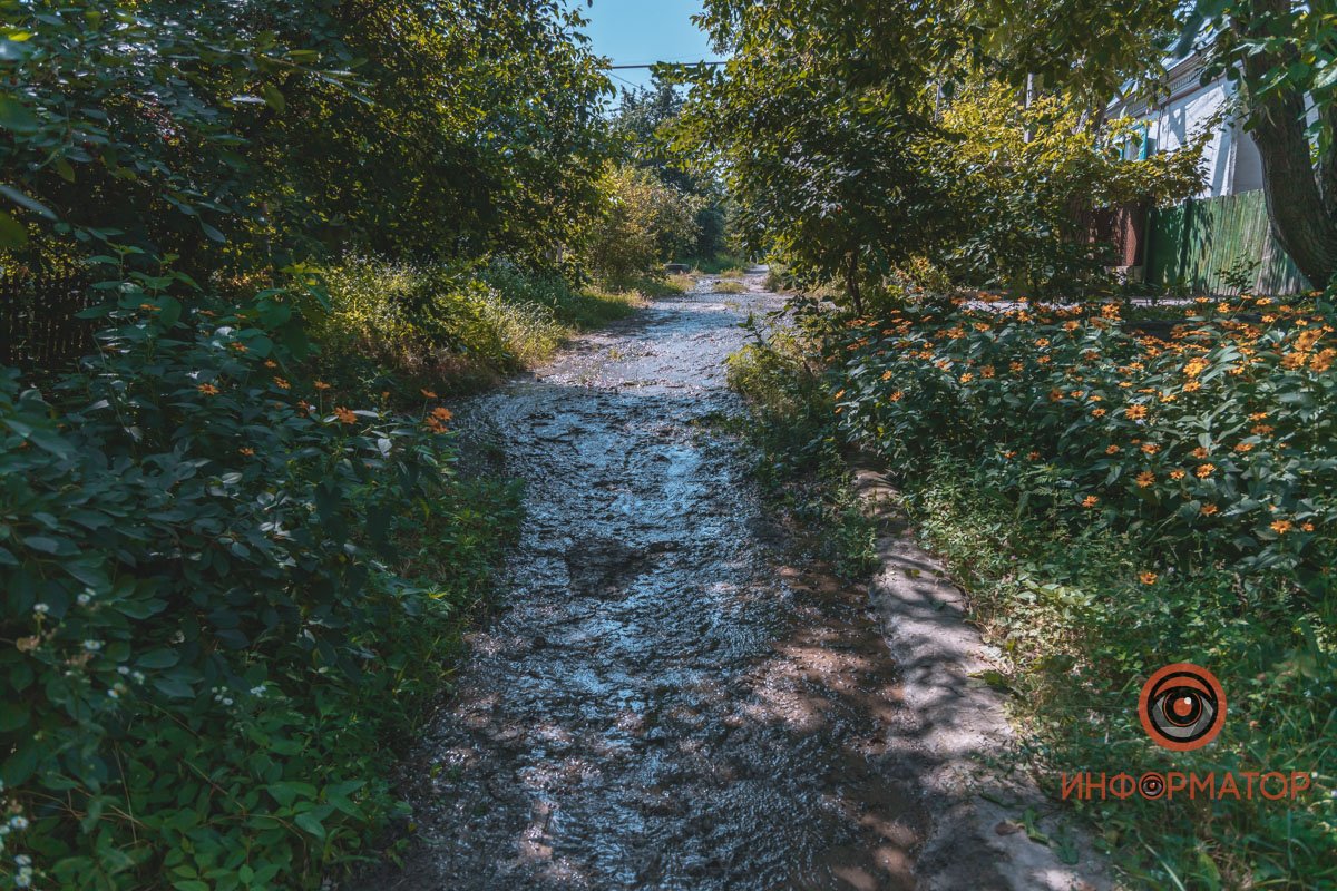 Ручеек из-за протечки трубы в Диевке Ручеек из-за протечки трубы в Диевке