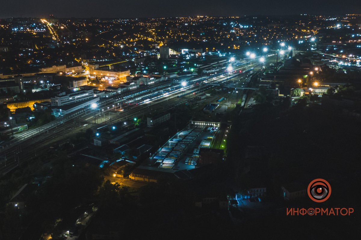 Ночной Днепр с высоты Ночной Днепр с высоты