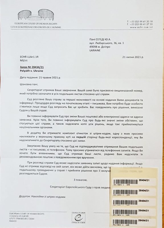 Дело женщины из Днепра, которая зарезала сожителя в попытке защититься, рассмотрят в Европейском суде 1