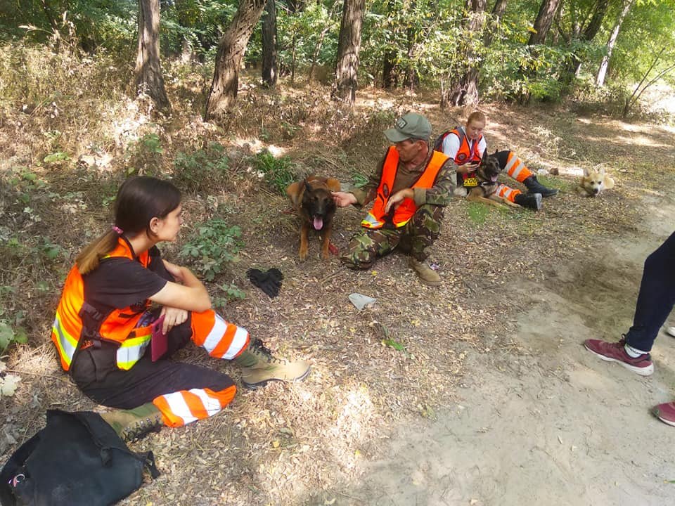 5 волонтеров с 4 собаками 5 волонтеров с 4 собаками