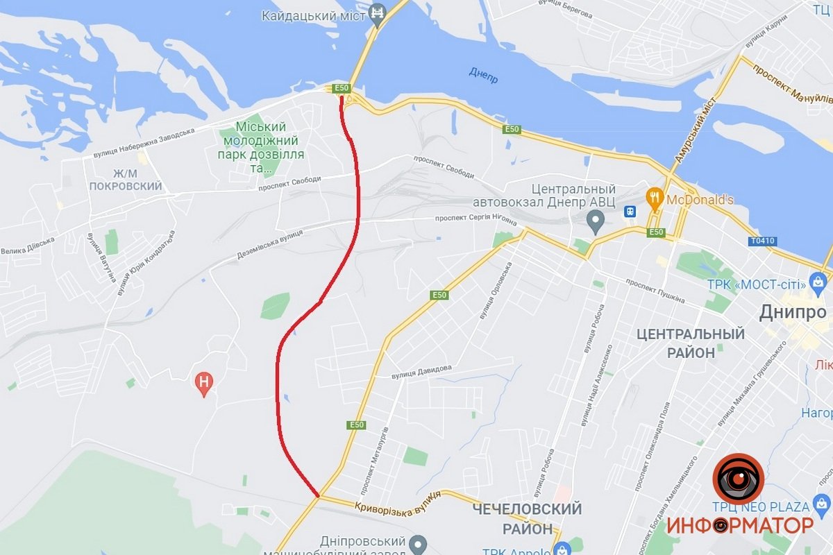 Примерная схема участка объездной от Кайдакского моста до трассы М-04 Примерная схема участка объездной от Кайдакского моста до трассы М-04