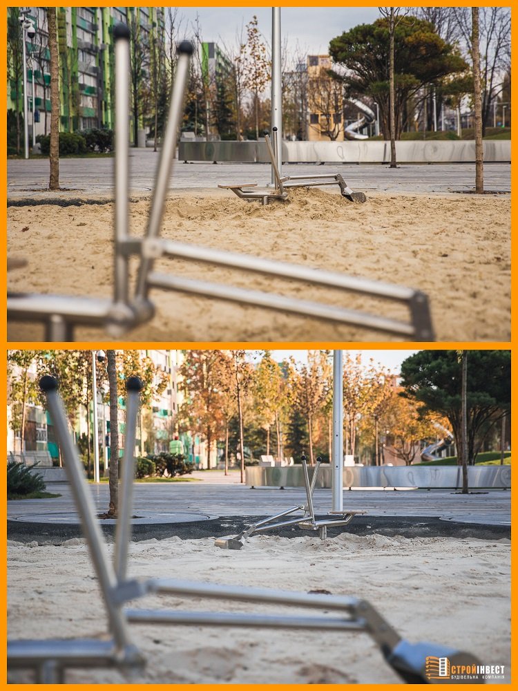 В Днепре вандалы испортили сквер на Слобожанском проспекте 12