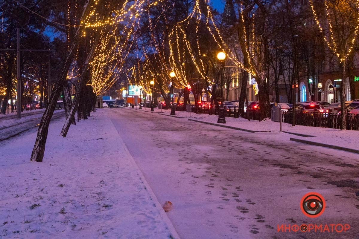 Днепр присыпало хлопьями снега 10