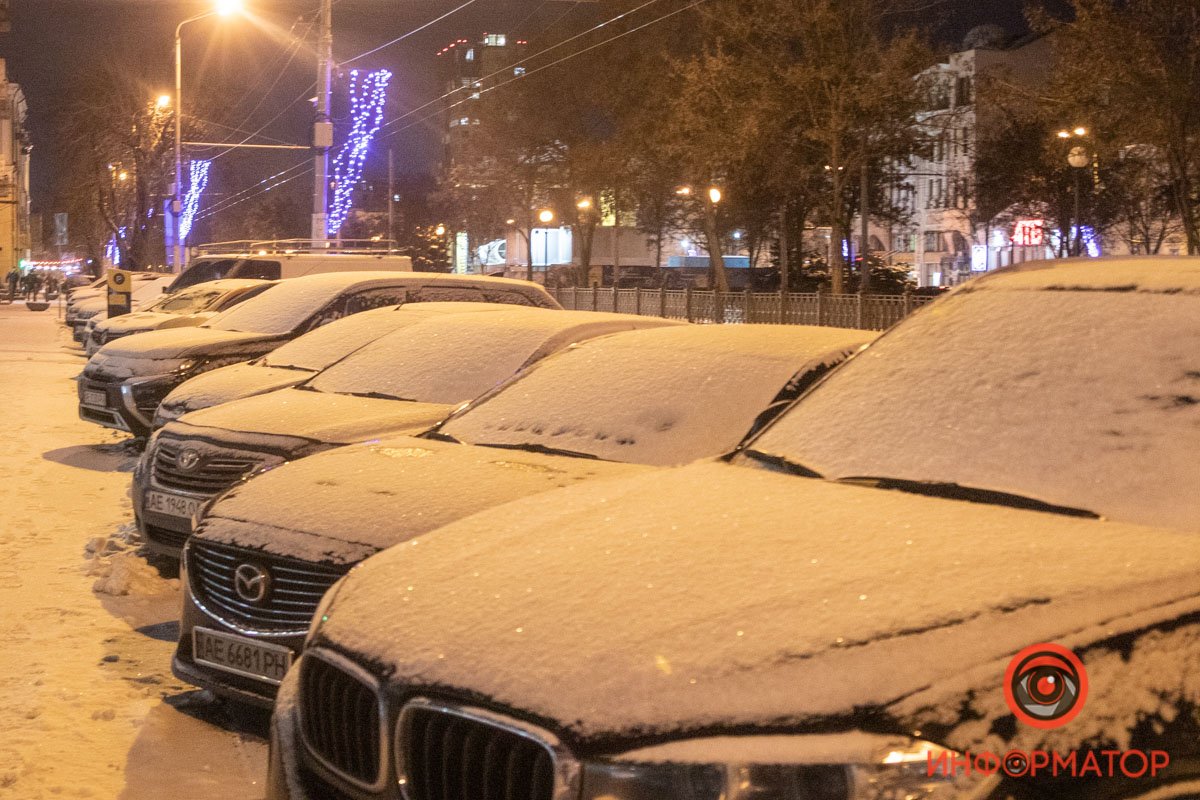 Днепр присыпало хлопьями снега 14