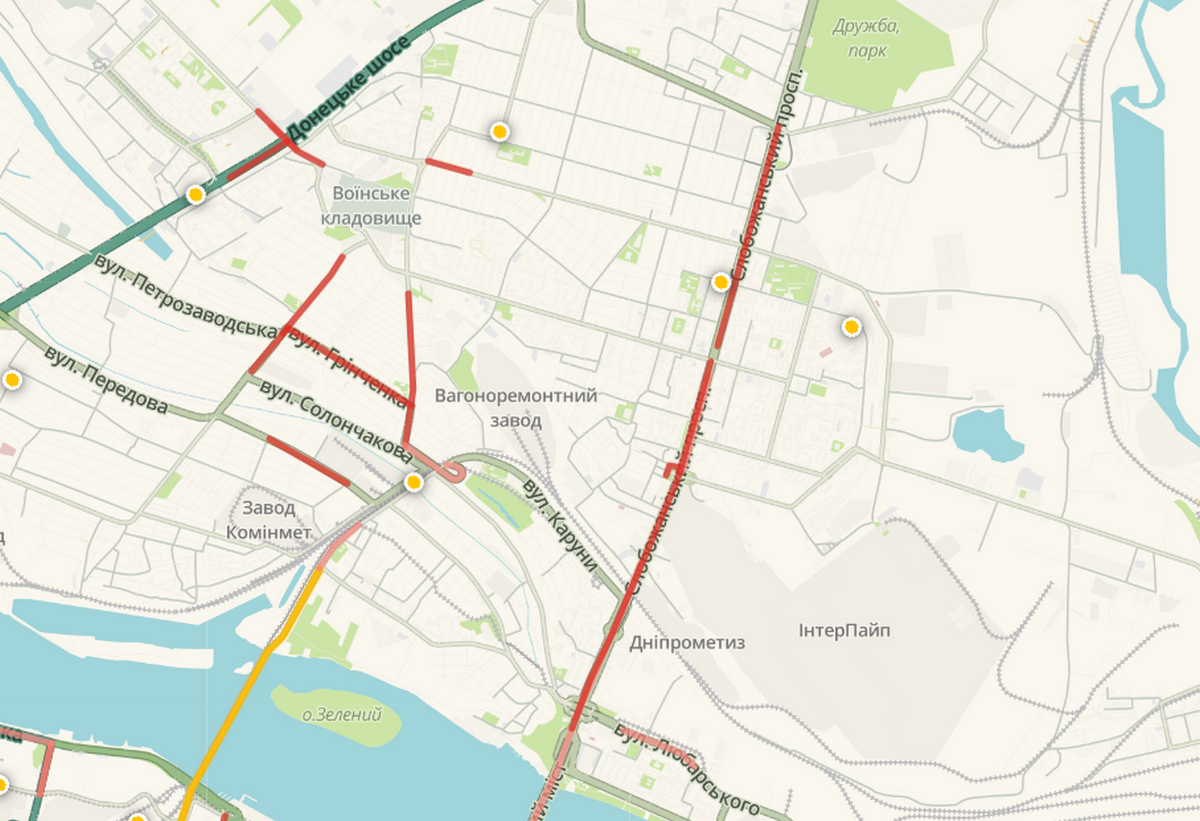 Затруднено движение на Слобожанском Затруднено движение на Слобожанском