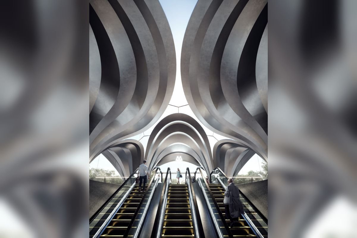 Так может выглядеть эскалатор и своды станции