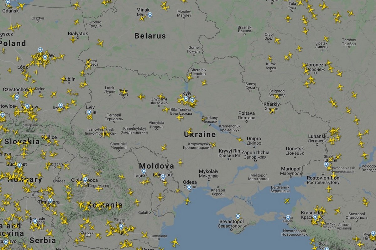 Данные с сайта flightradar24 по состоянию на 14:40 Данные с сайта flightradar24 по состоянию на 14:40