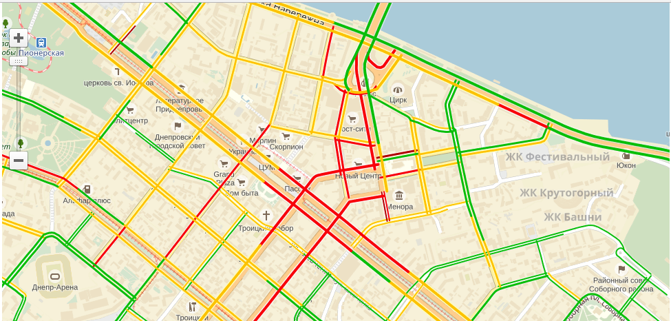 Множество ДТП и затруднение движения: где сейчас пробки в Днепре (КАРТА) 2