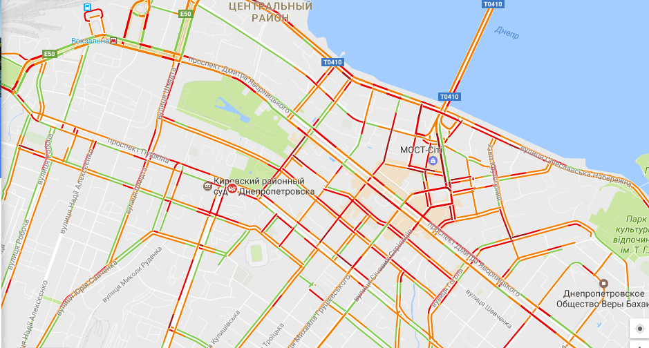 Множество ДТП и затруднение движения: где сейчас пробки в Днепре (КАРТА) 4