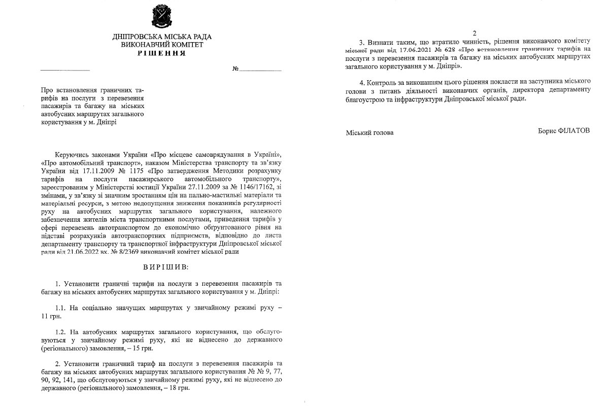 Проект решения исполкома горсовета Днепра