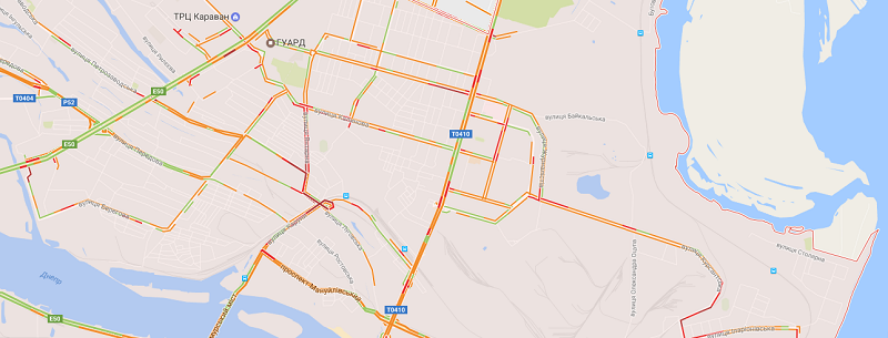 Из-за непогоды в Днепре большие пробки 1