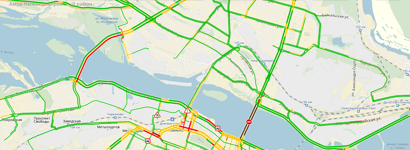 Где сейчас в Днепре пробки: смотрите карту 1