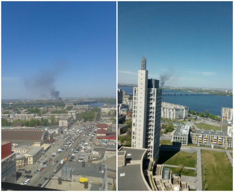 Сильный пожар на Левом берегу: горит склад 1