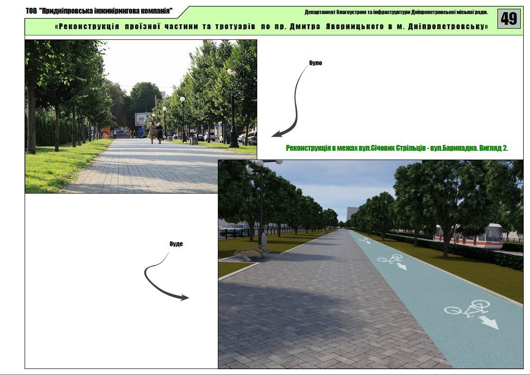 Велодорожки, фонтаны и подсветка: как будет выглядеть проспект Яворницкого после реконструкции 7