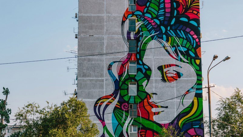 На Слобожанском дорисовали мурал: как он выглядит с высоты птичьего полета 2