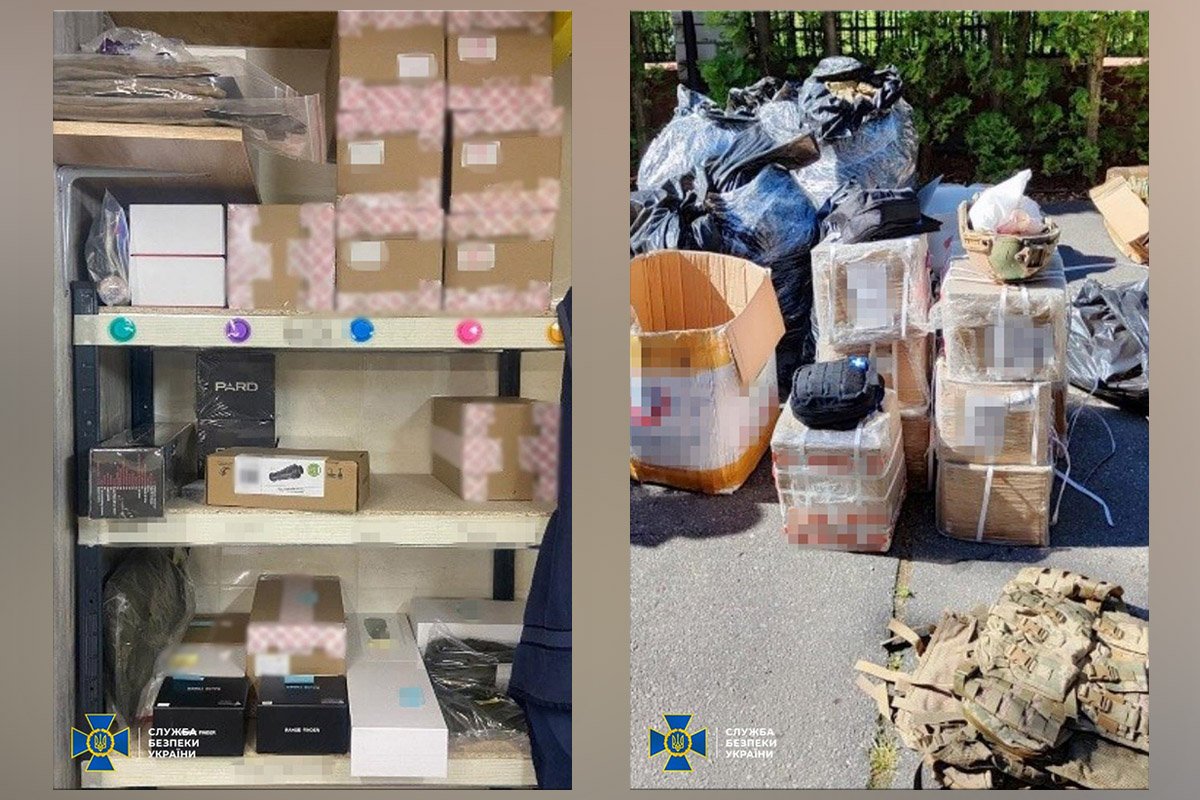 Серед вилученого були сотні одиниць бронежилетів, шоломів, оптичних пристроїв та приладів нічного бачення