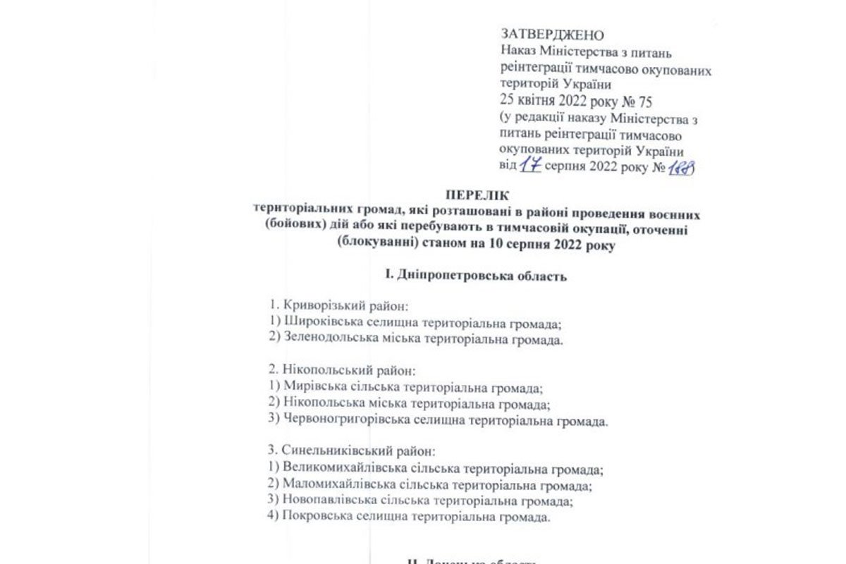 Перелік територіальних громад, де ведуться бойові дії