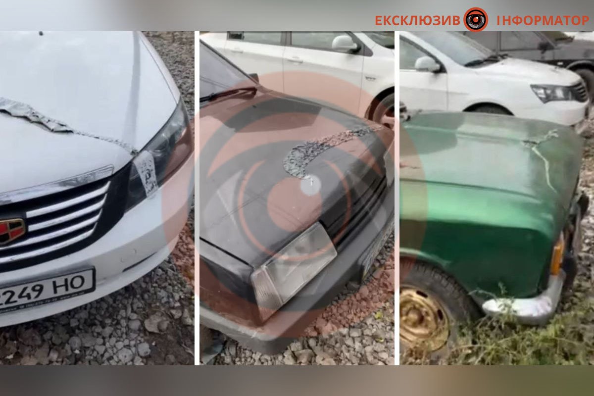 Пошкоджені 10 машин: у Дніпрі на Слобожанському проспекті облили кислотою припарковані авто 1